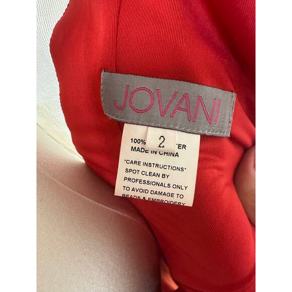 Jovani Sleeveless Plunge V-Neck Fitted Maxi Evening Gown Red Women’s Size 2 - Picture 8 of 9